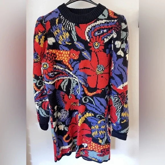 FARM Rio Colorful Floral Macaw Sweater Dress - Picture 9 of 12